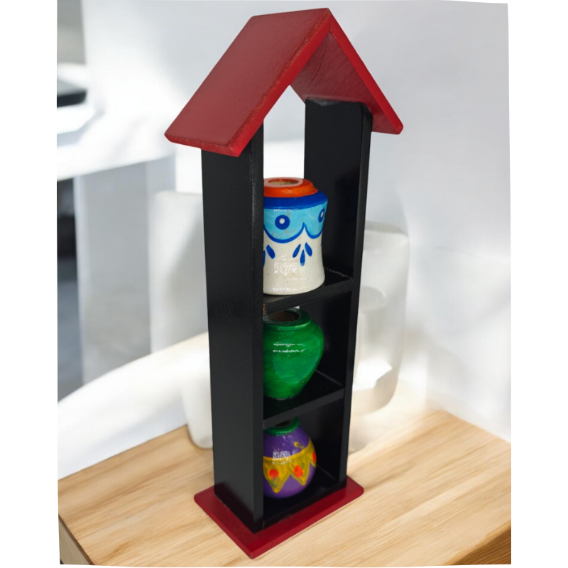 3 PC Pot House Handcrafted Channapatna Wooden Pot House