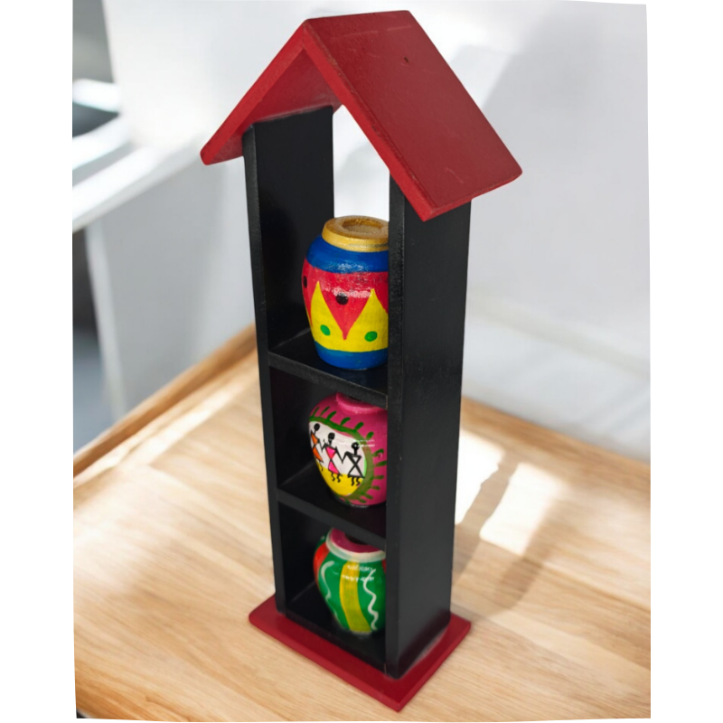 3 PC Pot House (2) Handcrafted Channapatna Wooden Pot House