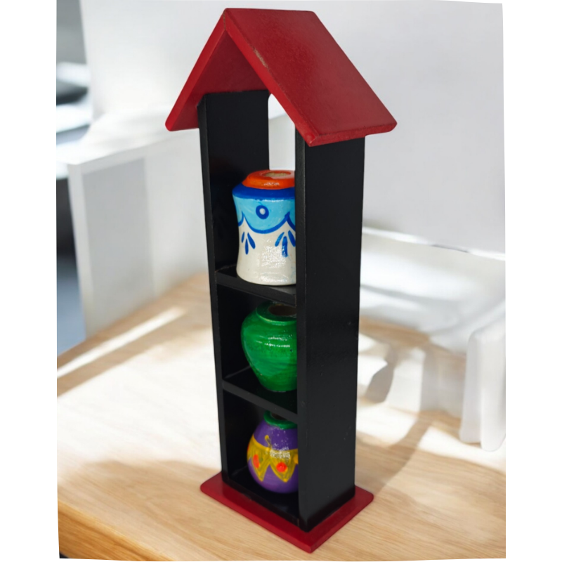 3 PC Pot House Handcrafted Channapatna Wooden Pot House