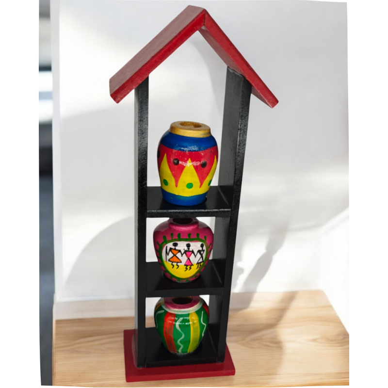 3 PC Pot House (3) Handcrafted Channapatna Wooden Pot House