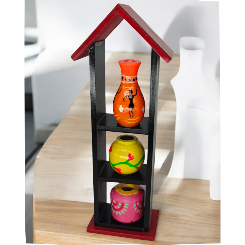 3 Pc Pot House (4) Handcrafted Channapatna Wooden Pot House