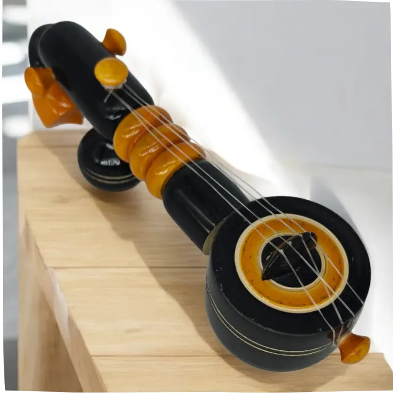 Black Veen with Base (1) Handcrafted Wooden Veena Showpiece