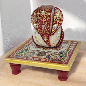 Handcrafted Marble Ganesh with 4-Corner Chowki (11 cm, Medium) from Rajasthan. Perfect for home décor, office desk, pooja, and gifting. Auspicious idol with intricate stonework.