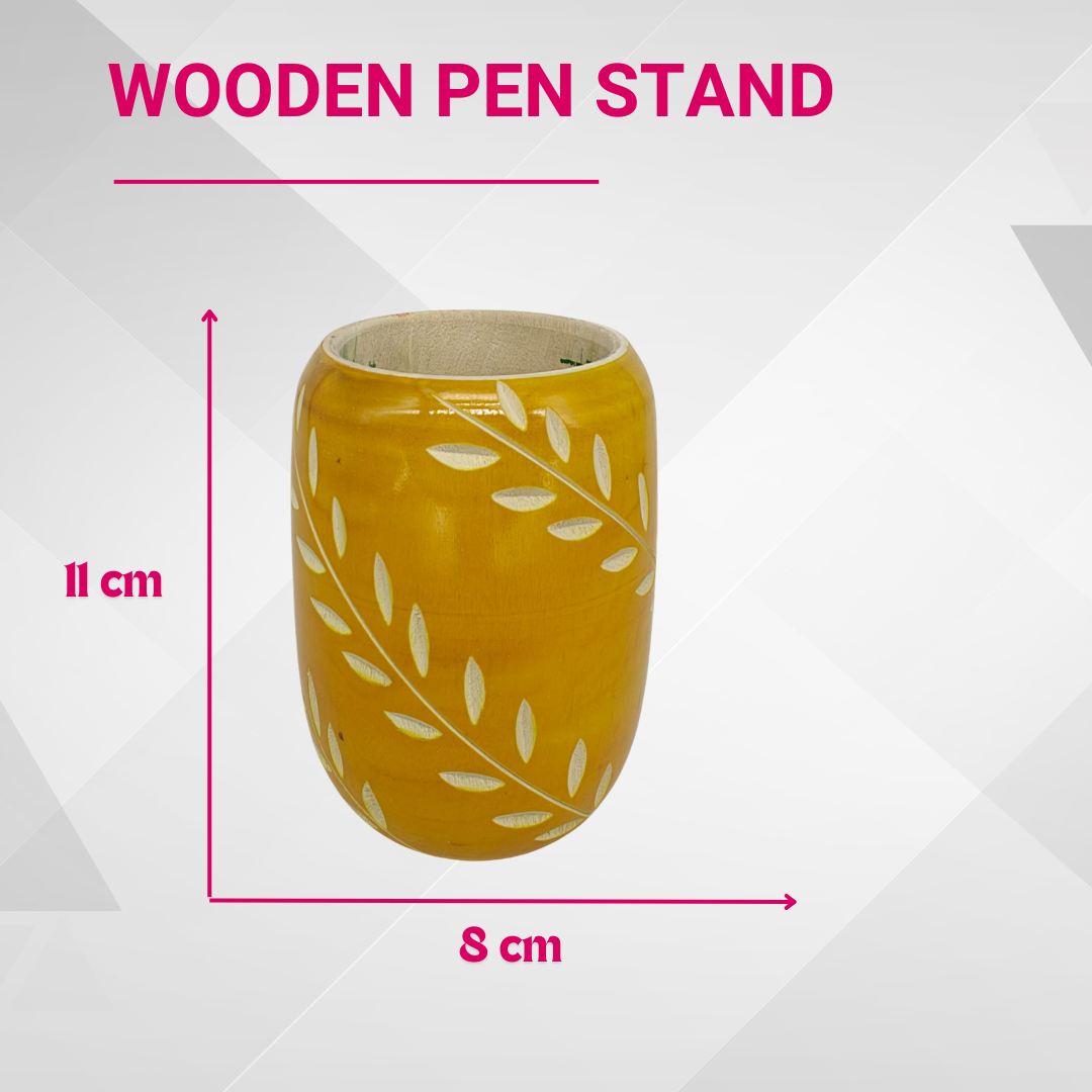 Wooden Pen Stand Yellow (1)
