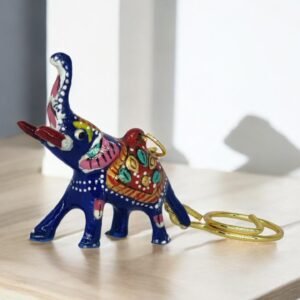Meenakari painting elephant metal key chain