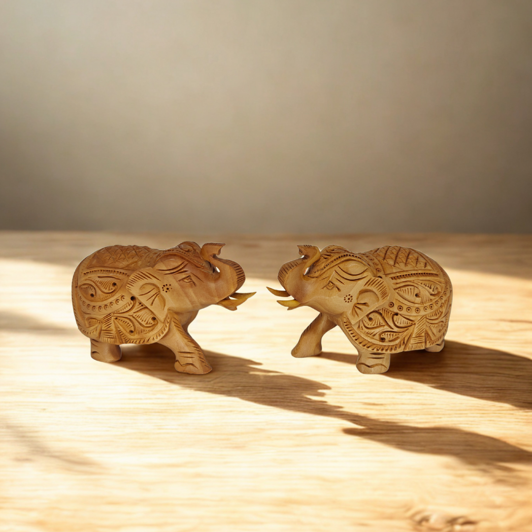 Wooden Carved Elephant Set (7)