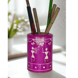 Pen stand Pink Cylindrical Folk