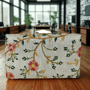 Embroidered box clutch