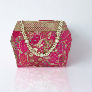 Embroidered potli bag Medium pink