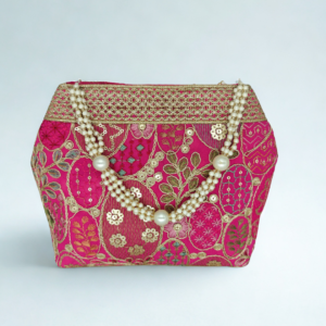 Embroidered potli bag Medium pink