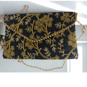 Jaipur Zari embroidered sling bag Medium Black (1)