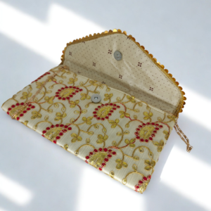 Jaipur Zari embroidered sling bag Medium cream flower design (1)